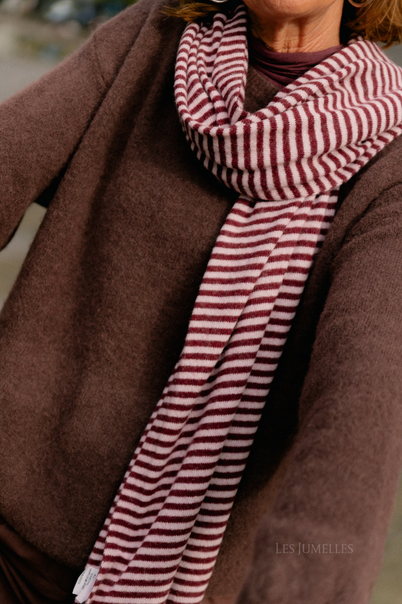 Florence striped scarf pink/burgundy