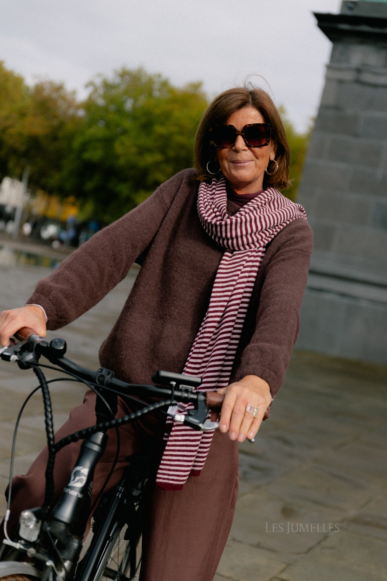 Florence striped scarf pink/burgundy