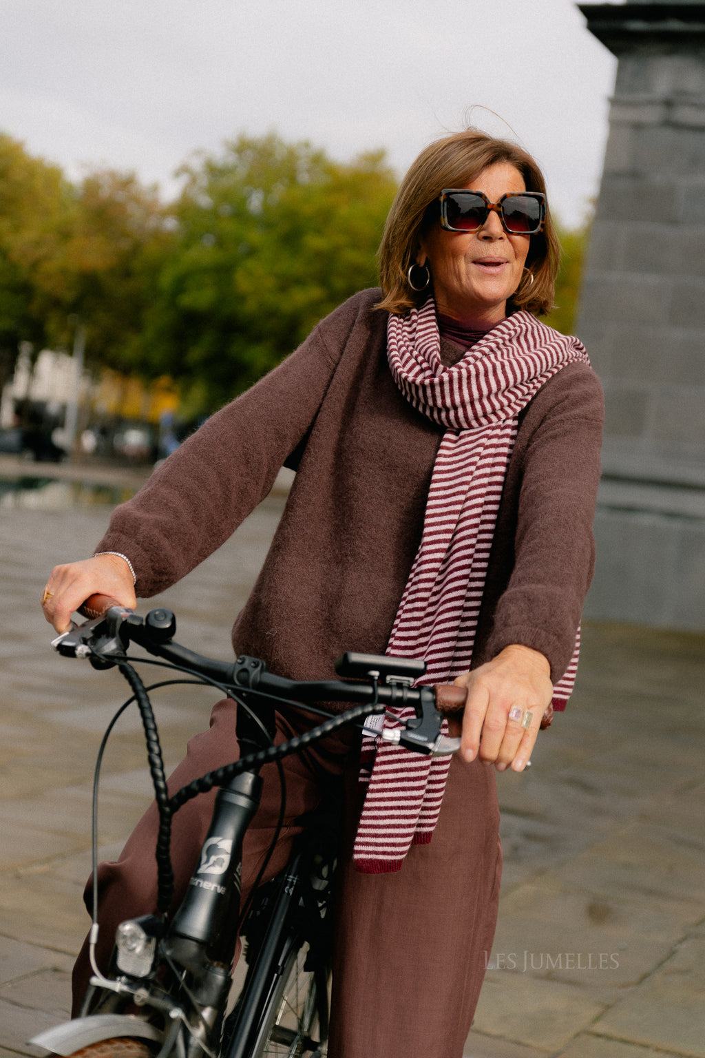 Florence striped scarf pink/burgundy