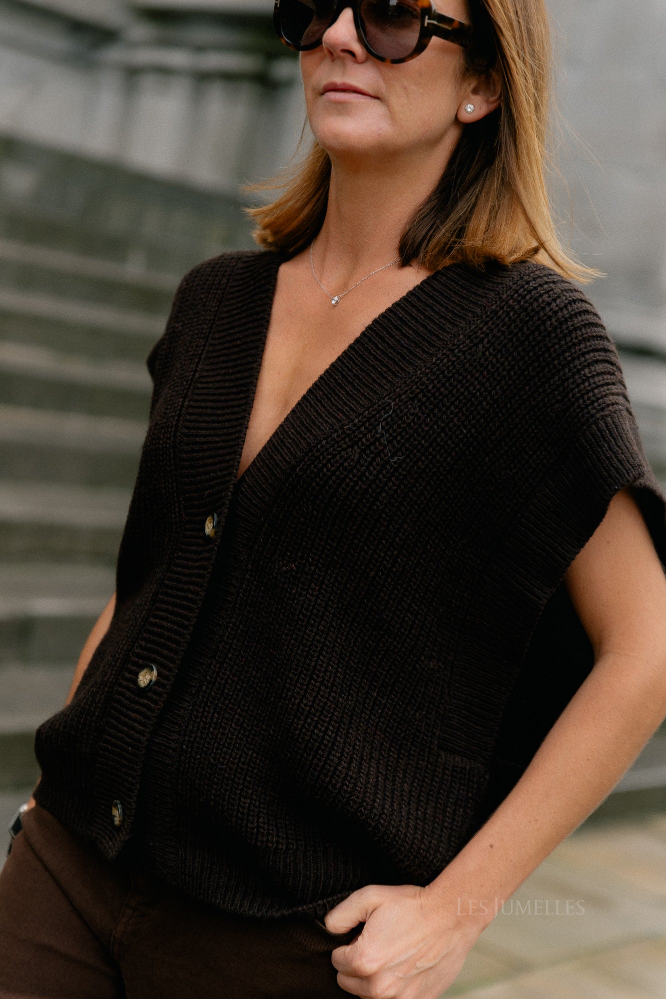 Félicia SS gilet hot chocolate