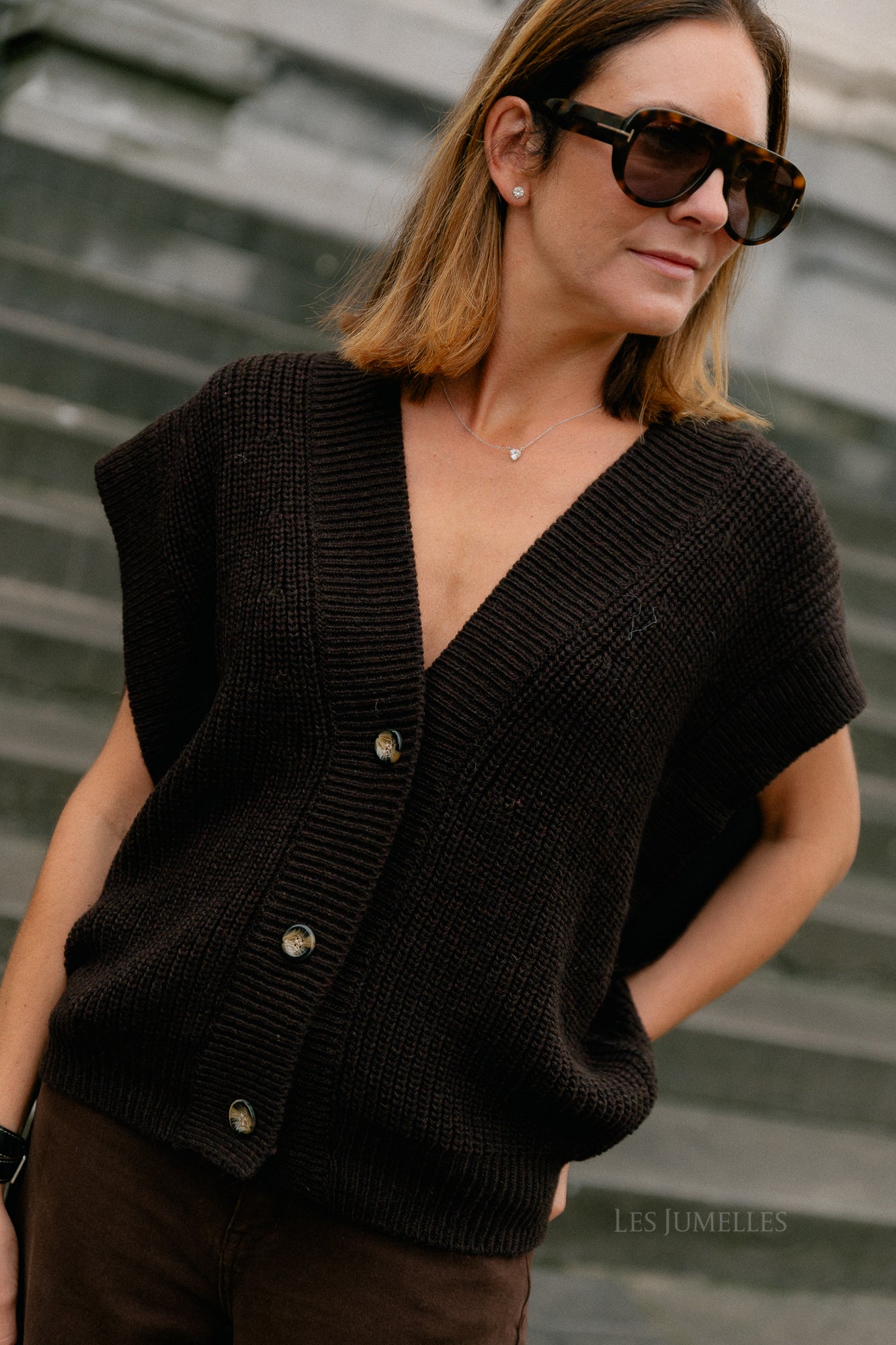 Félicia SS gilet hot chocolate