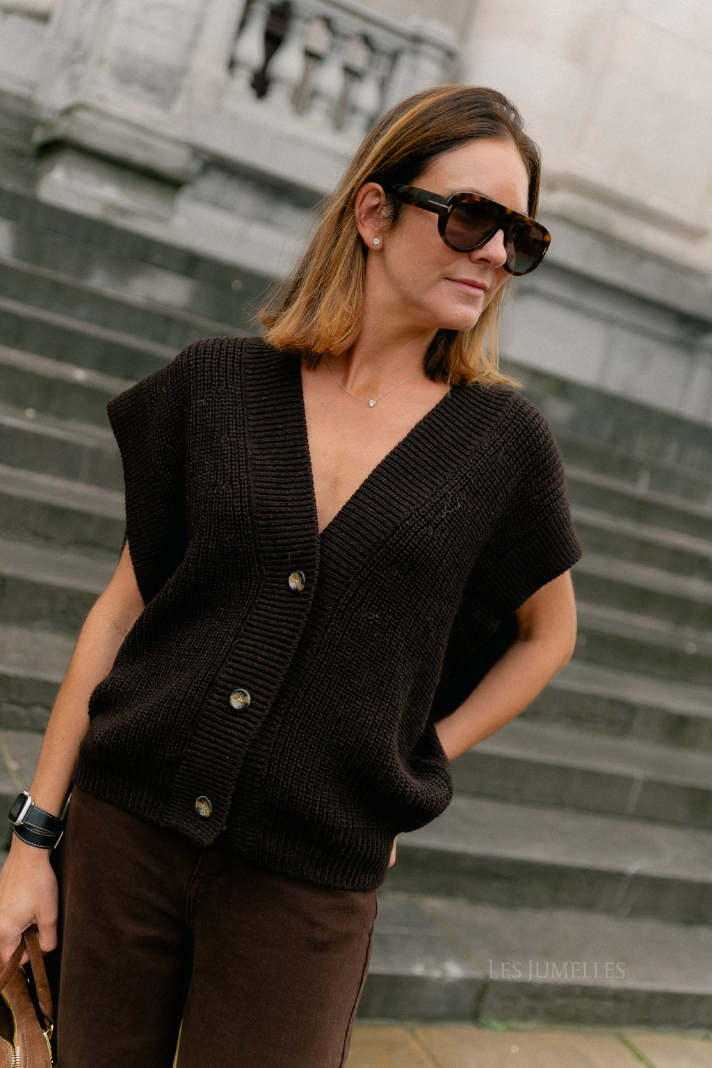 Félicia SS gilet hot chocolate