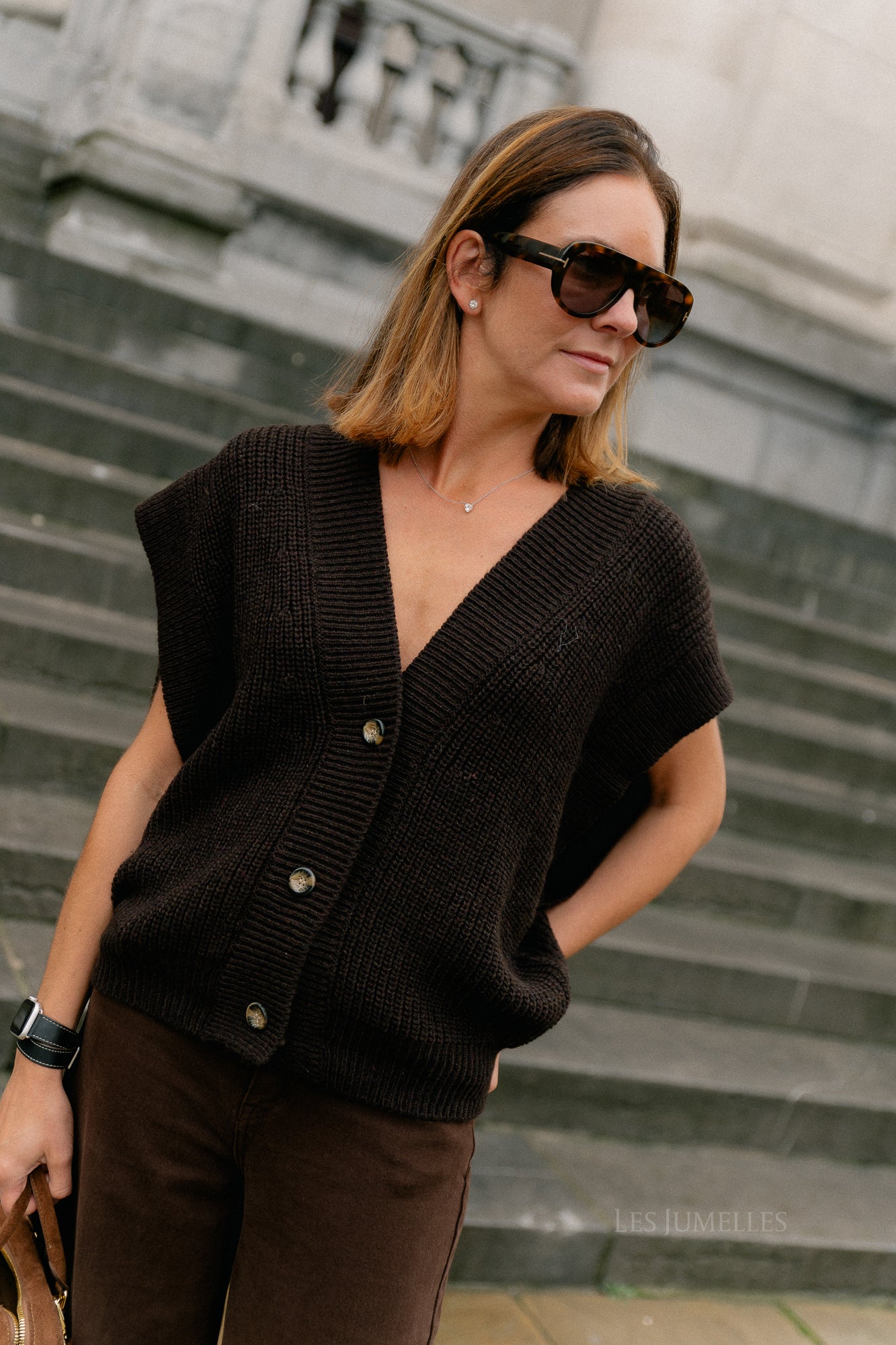 Félicia SS gilet hot chocolate