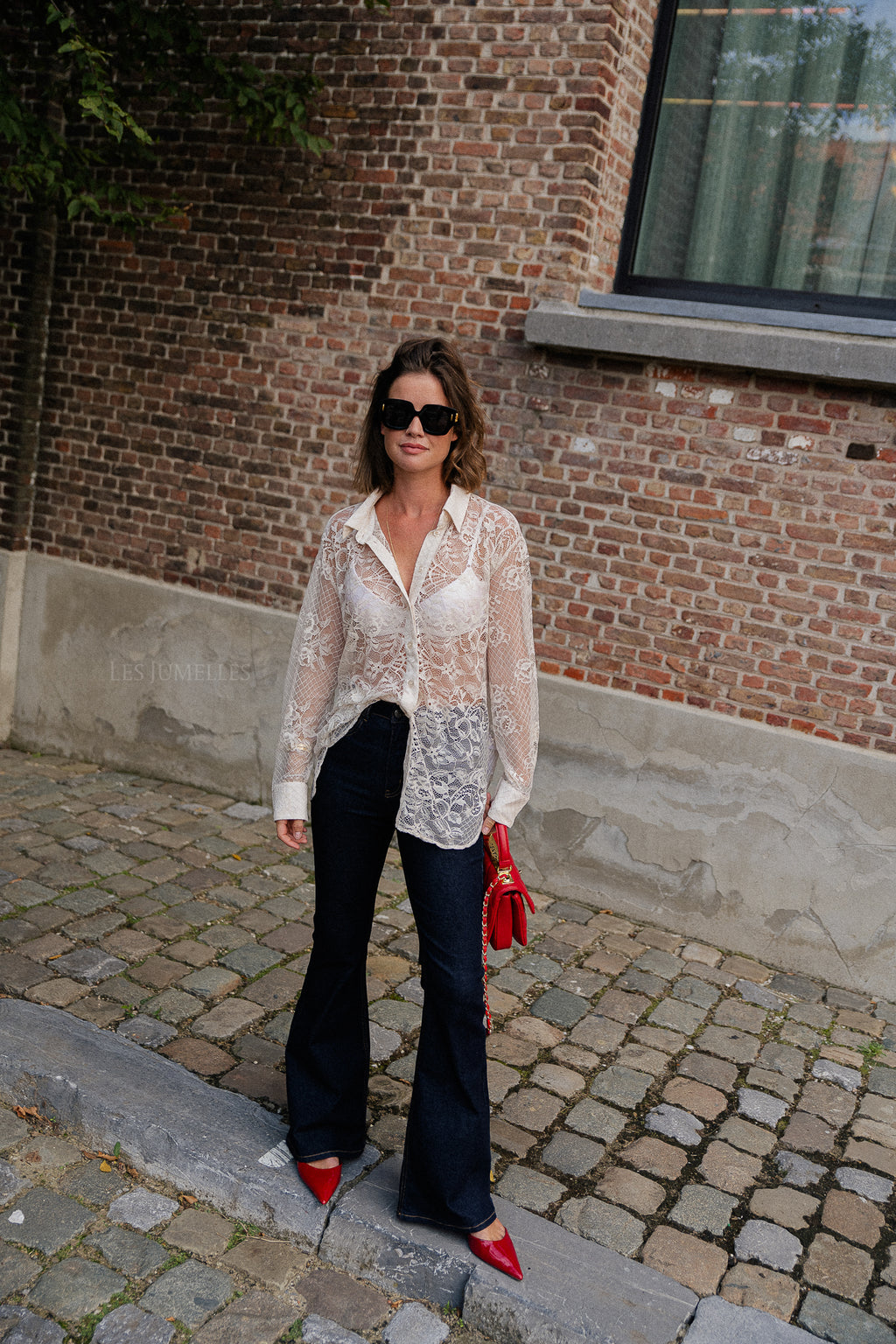 NathalieGZ HW flared jeans dark blue washed