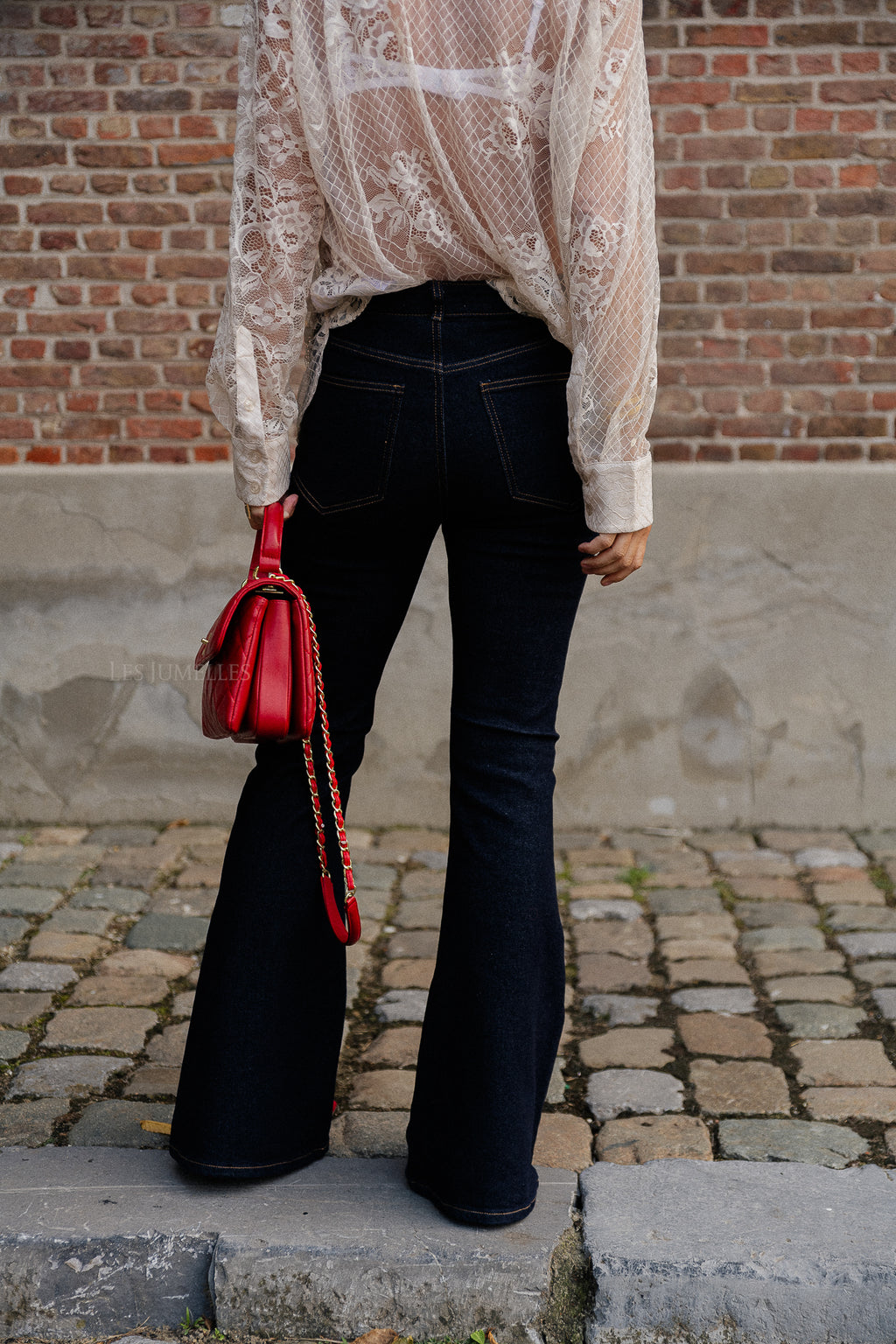 NathalieGZ HW flared jeans dark blue washed
