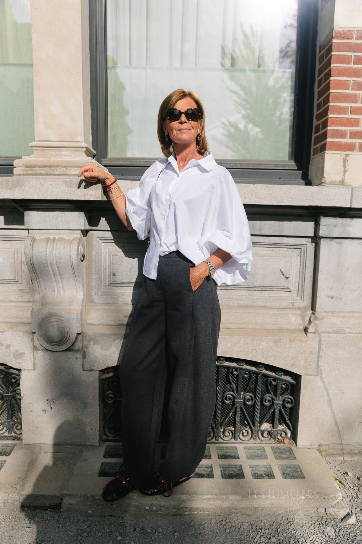 OBJKavin MW barrel pants dark grey melange