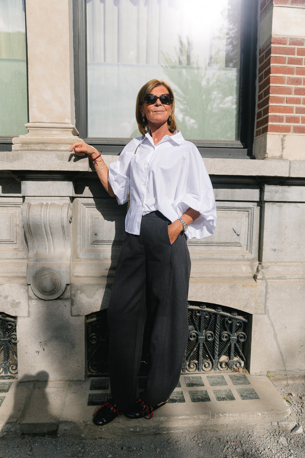 Ariane balloon sleeve cotton shirt white