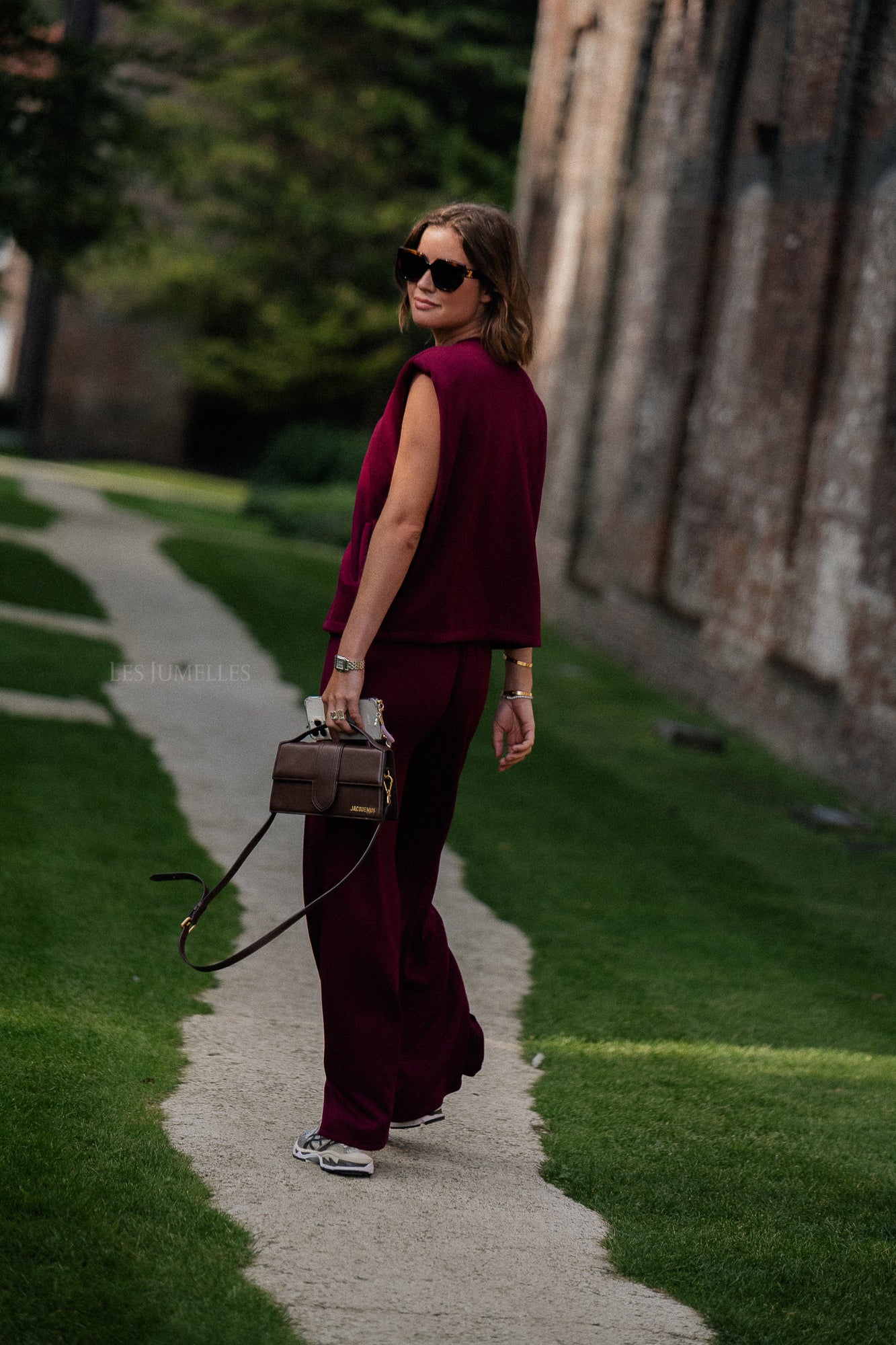 Drew wide leg pants burgundy