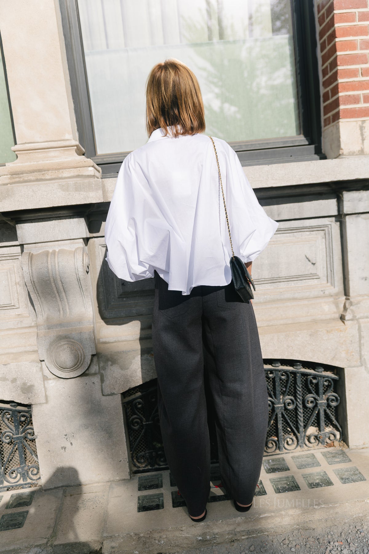 Ariane balloon sleeve cotton shirt white