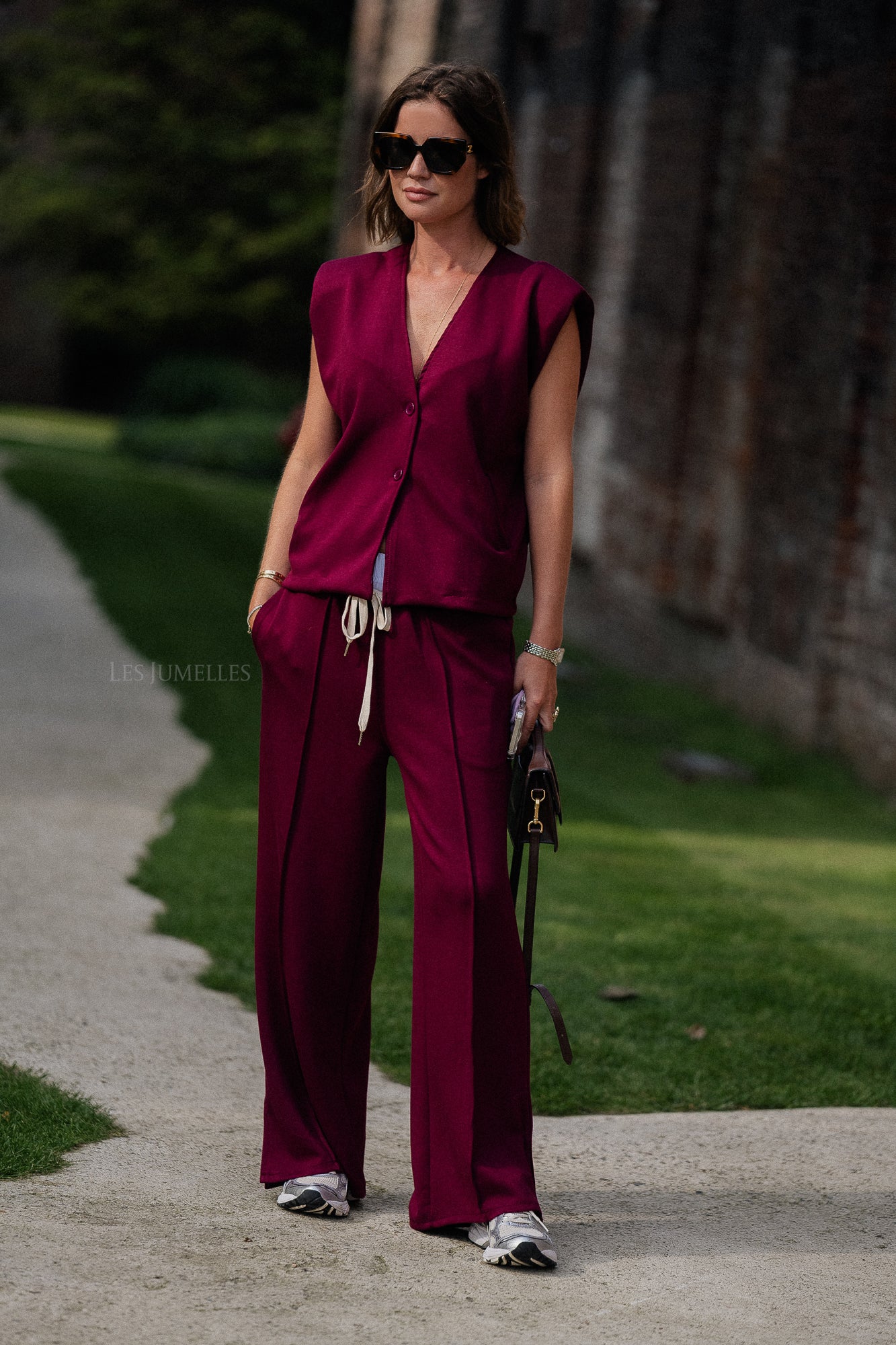 Drew wide leg pants burgundy