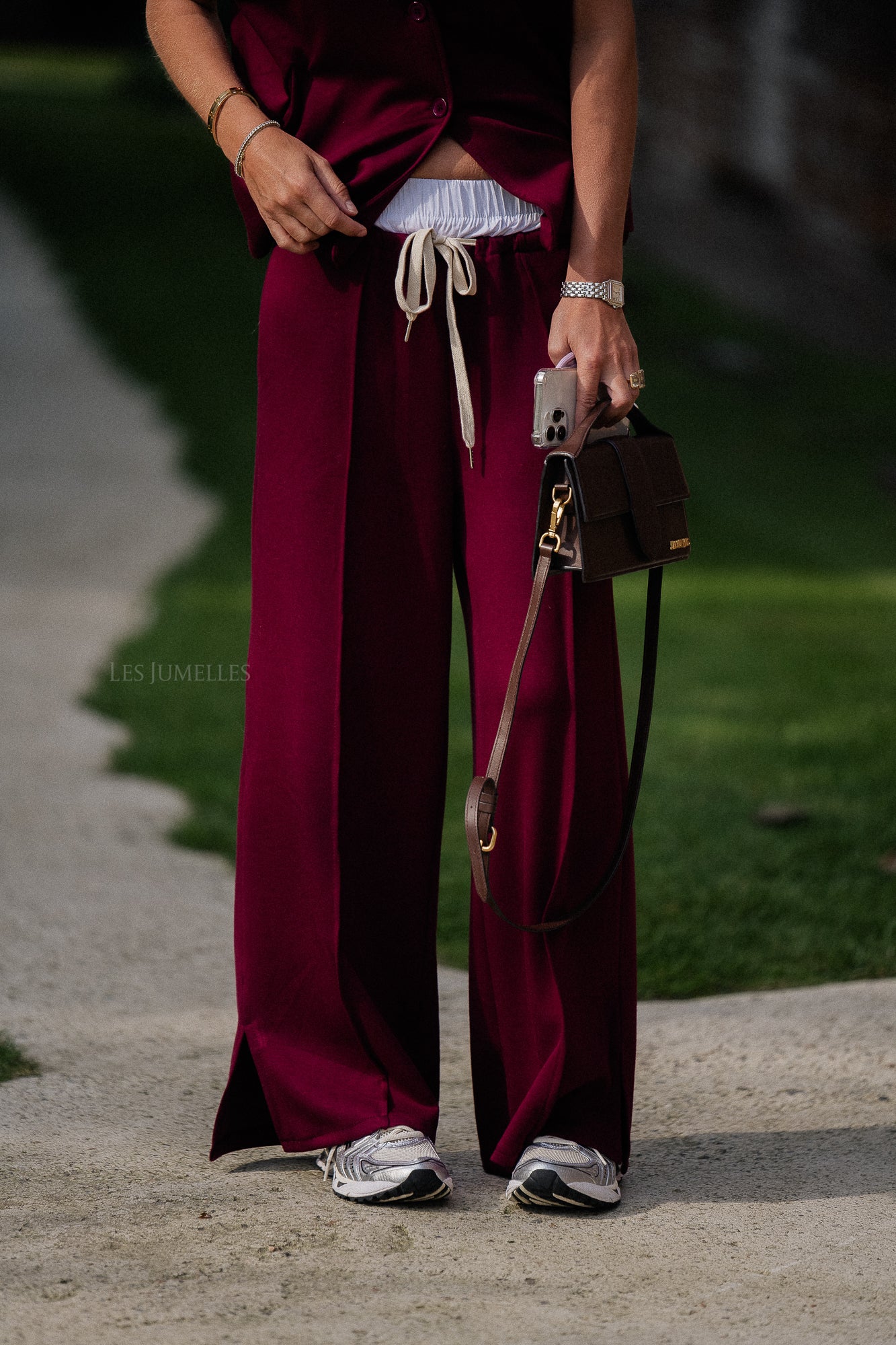 Drew wide leg pants burgundy