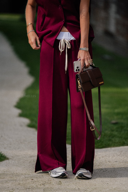 Les Jumelles Drew wide leg pants burgundy