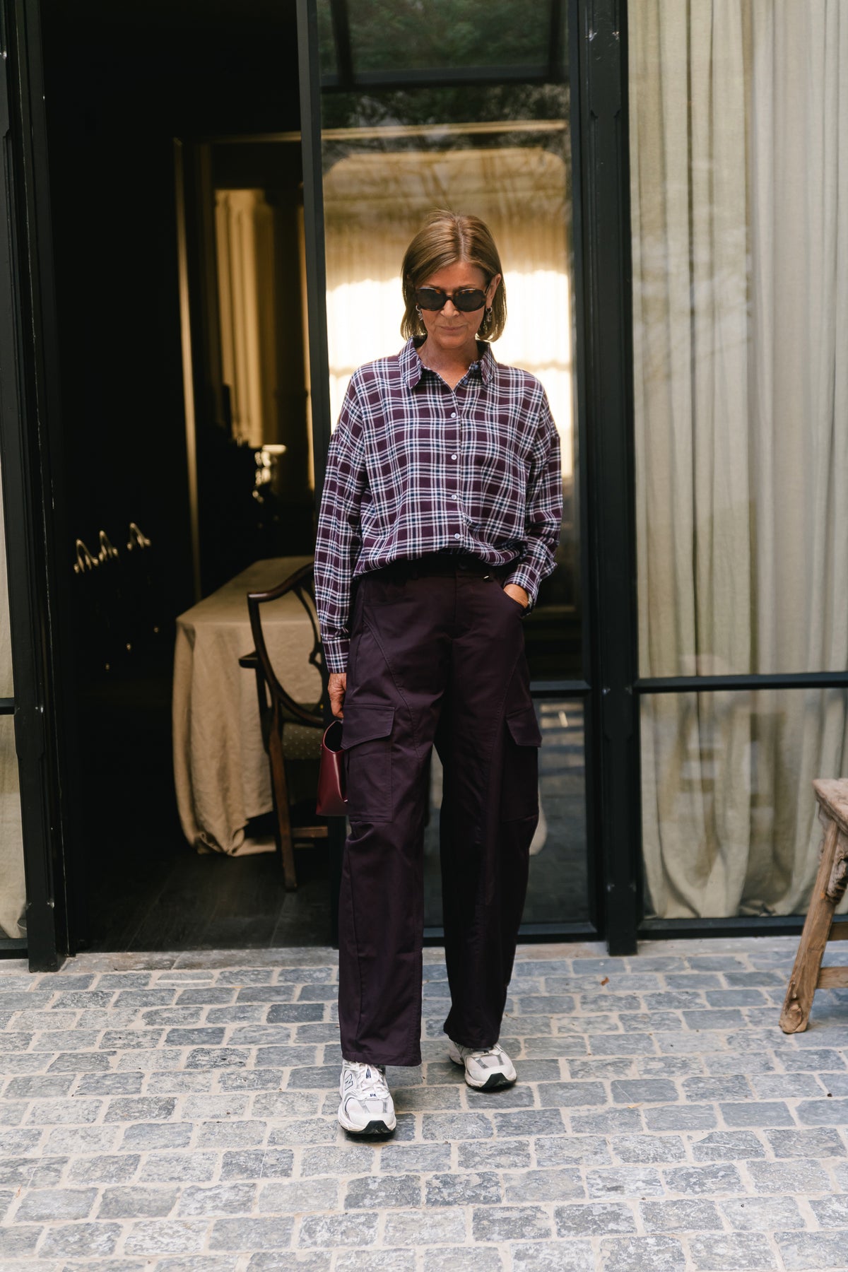 PCViolet LS flannel shirt plum perfect/maritime