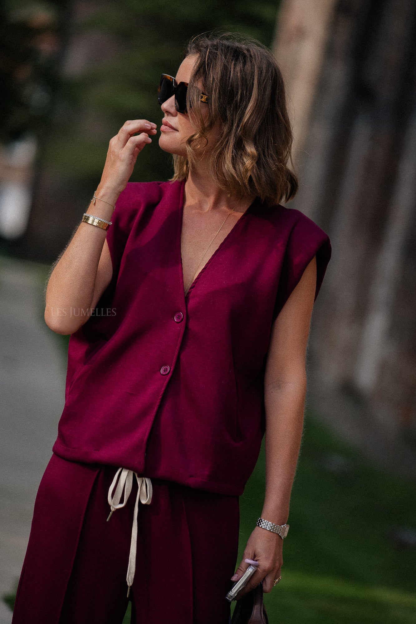 Drew sleeveless gilet burgundy