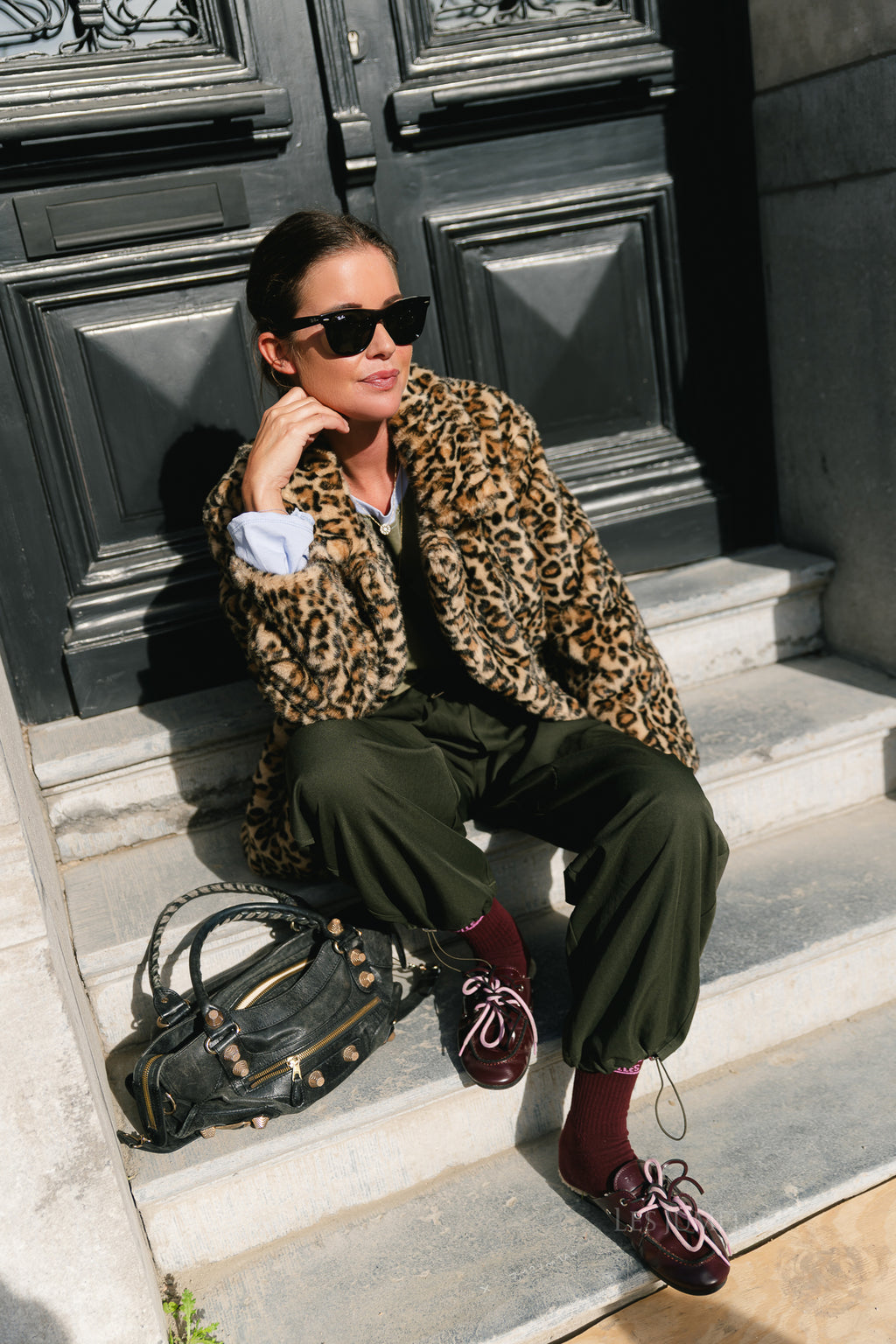 Judith leopard print faux fur coat