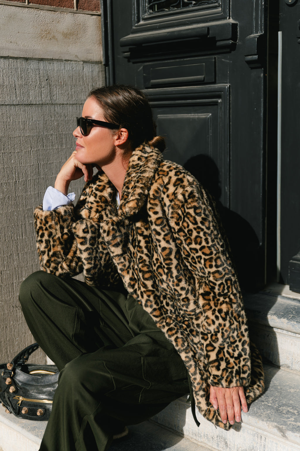Judith leopard print faux fur coat