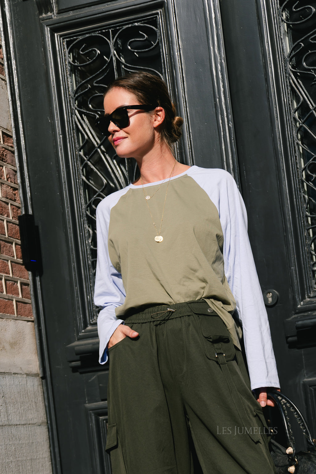 Leonie LS shirt olive/soft blue