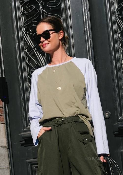 Leonie LS shirt olive/soft blue