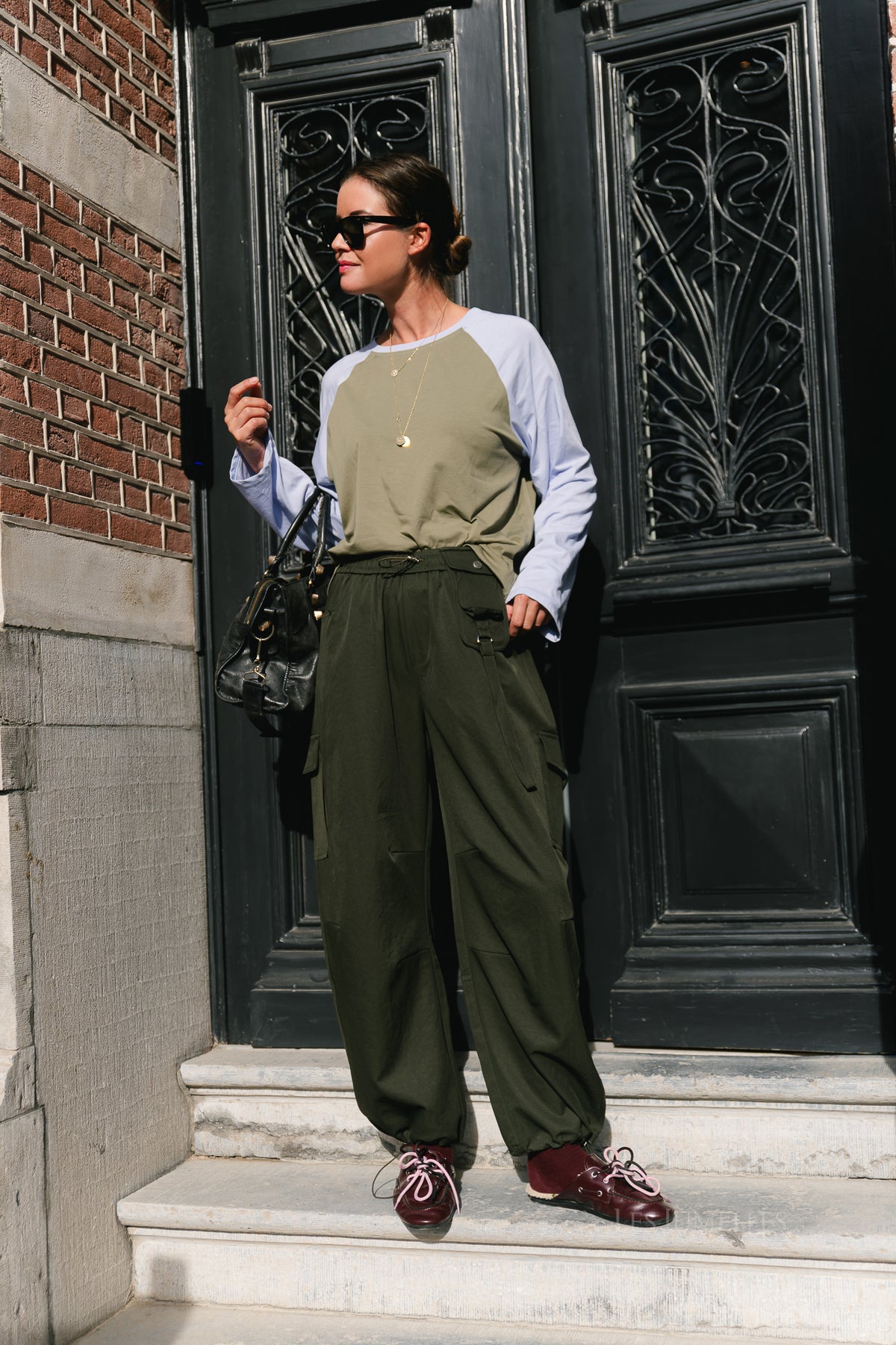 Leonie LS shirt olive/soft blue