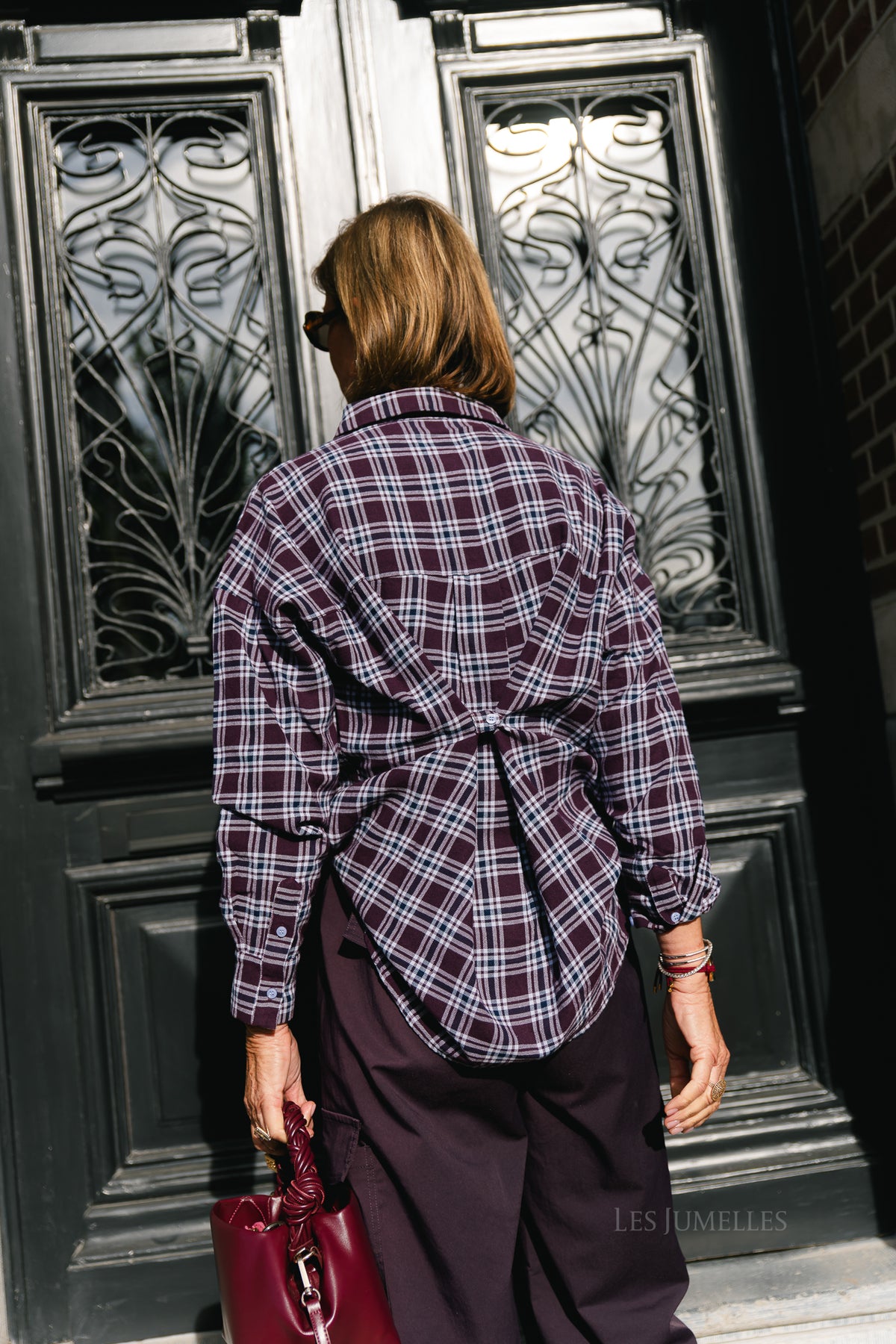 PCViolet LS flannel shirt plum perfect/maritime