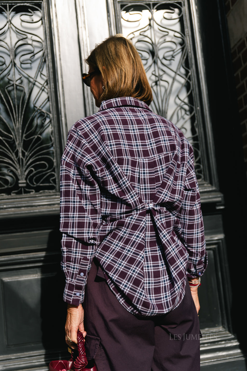 PCViolet LS flannel shirt plum perfect/maritime