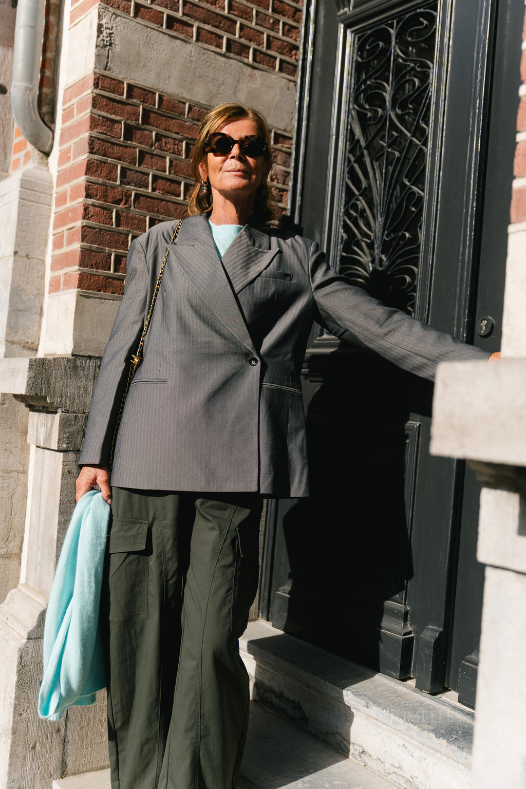 OBJNoami OZ wrap blazer gunmetal/pinstriped