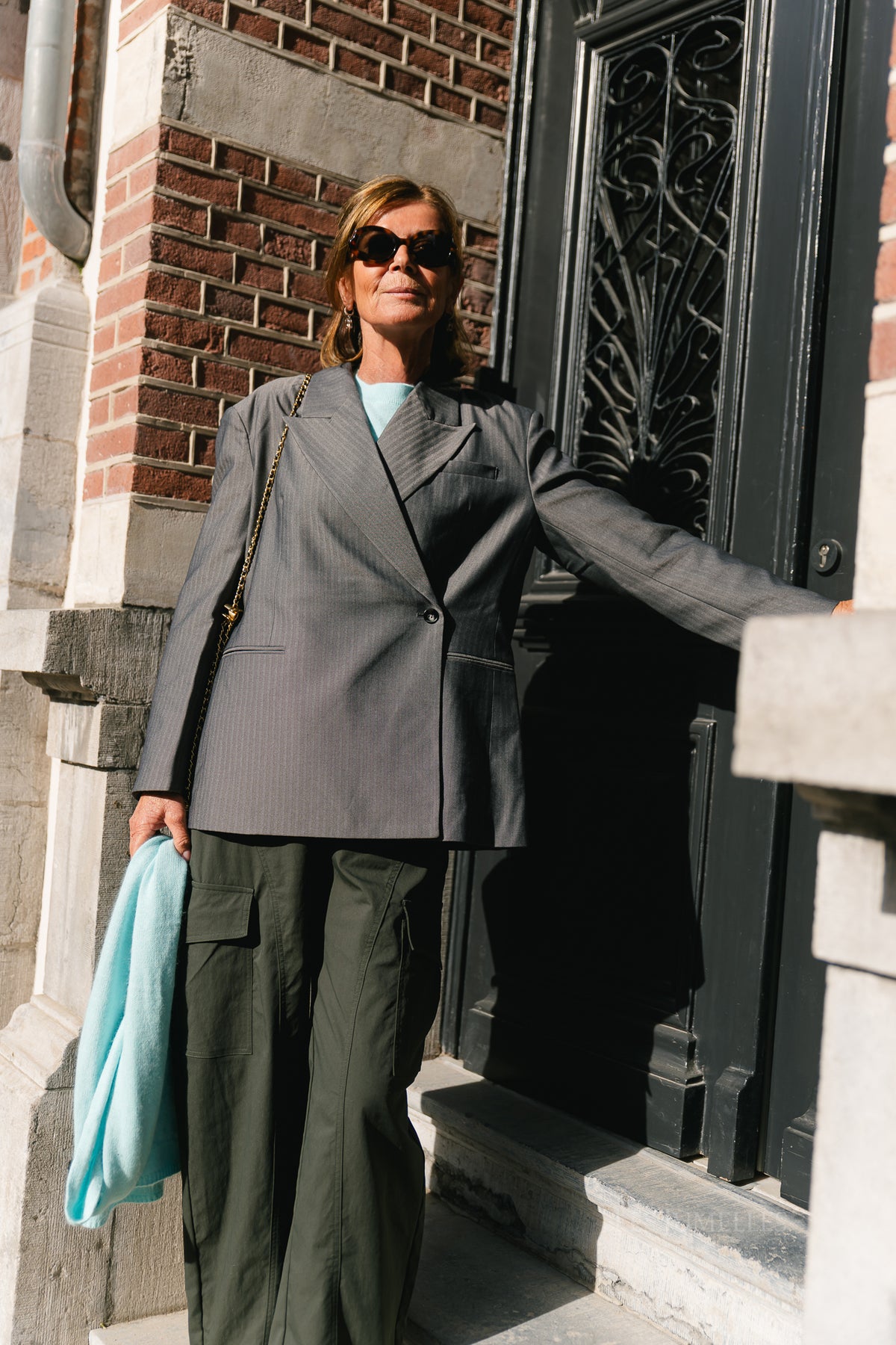 OBJNoami OZ wrap blazer gunmetal/pinstriped