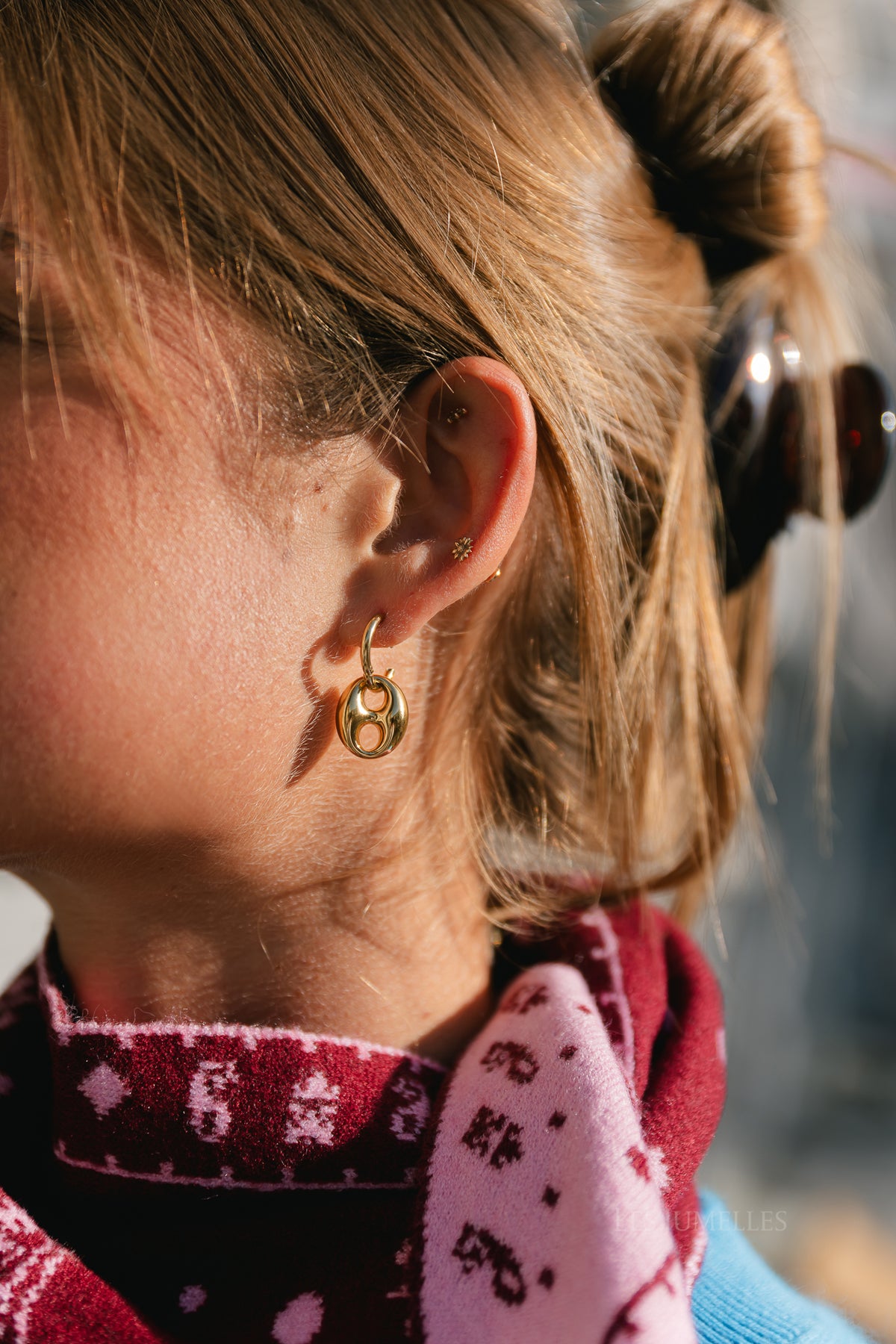 Stainless steel bean earrings gold