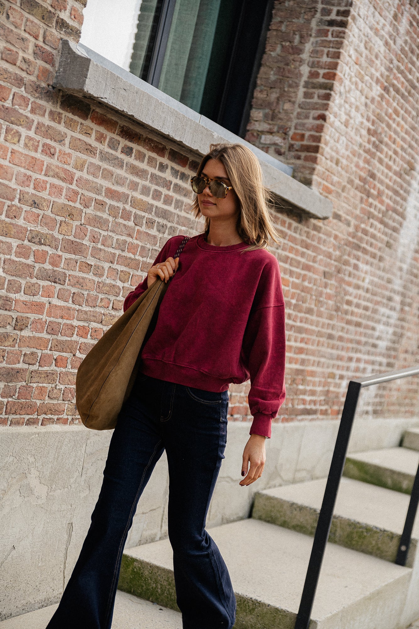 Jill cropped trui bordeauxrood