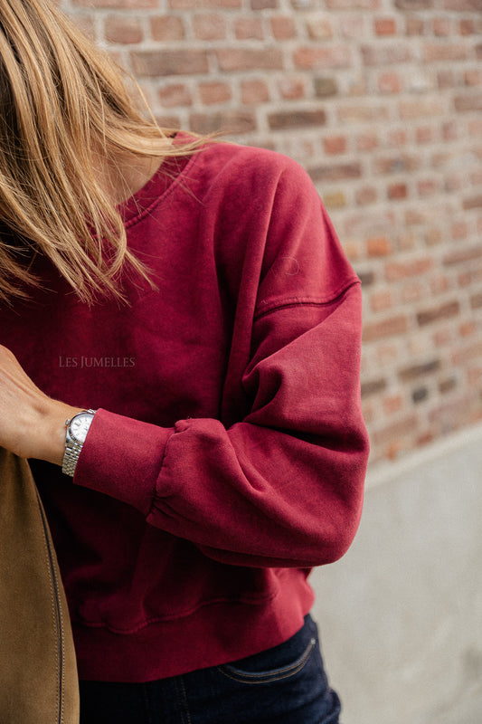 Les Jumelles Jill cropped sweater burgundy