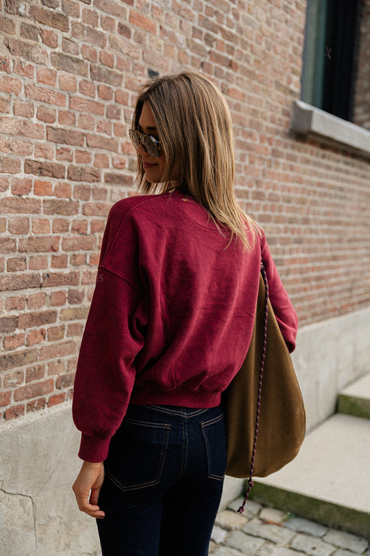 Les Jumelles Jill cropped sweater burgundy