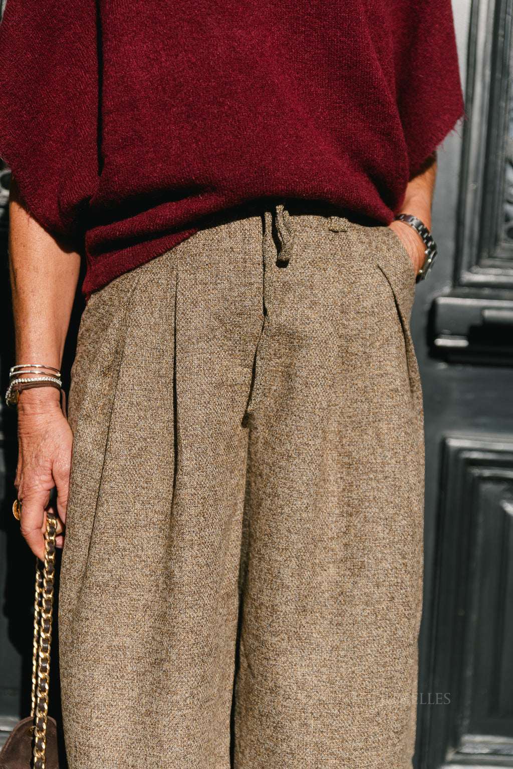 YASGima HW wide pants sepia/melange