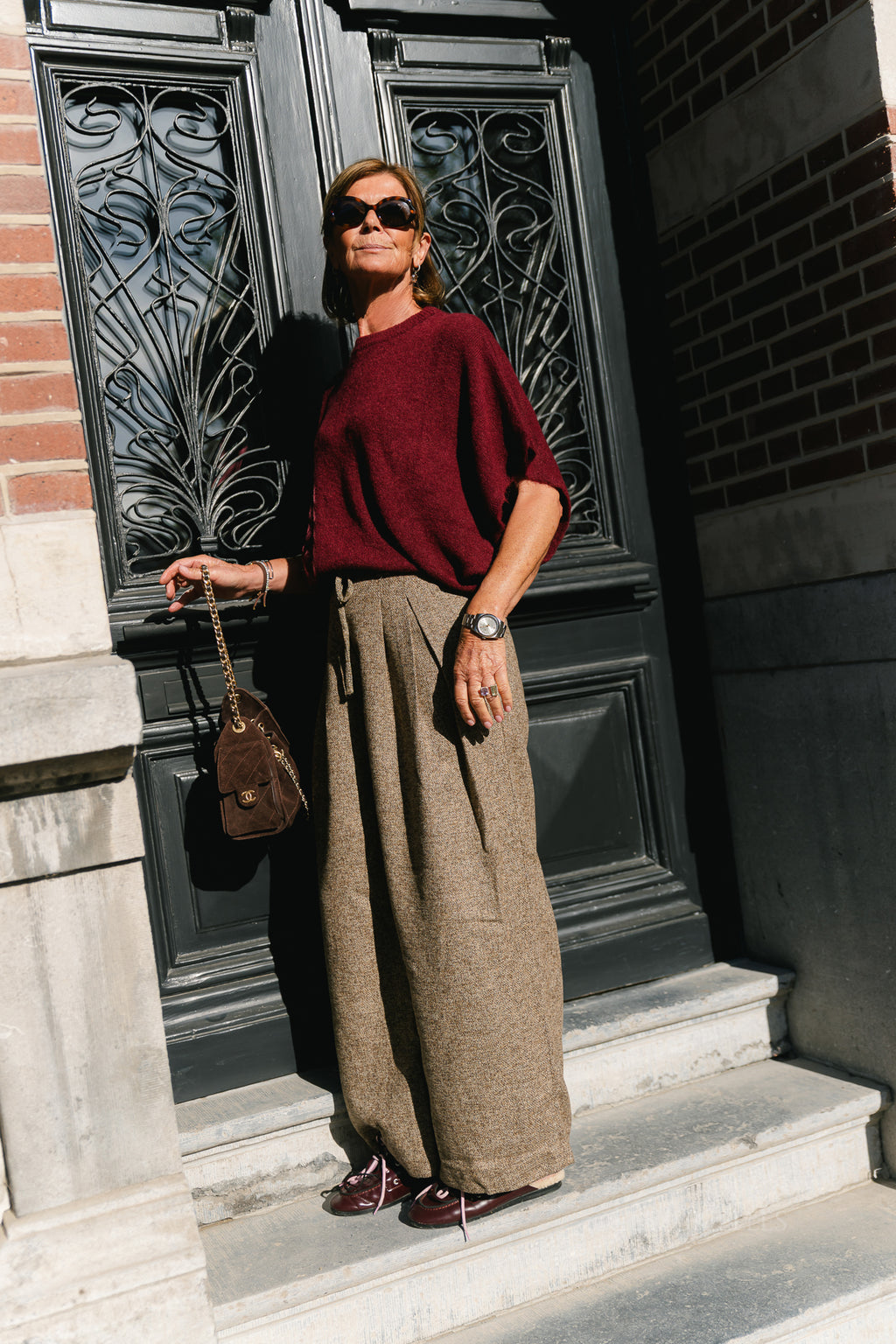 YASGima HW wide pants sepia/melange