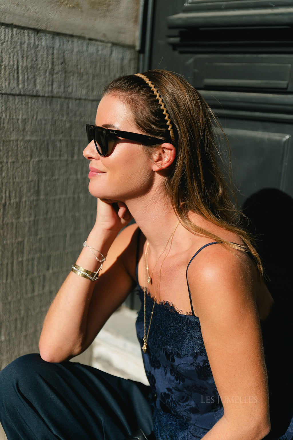 Zigzag headband taupe