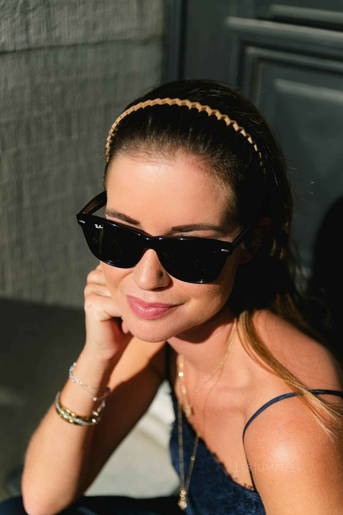 Zigzag headband taupe