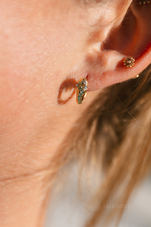Stainless steel snake hoop earrings gold