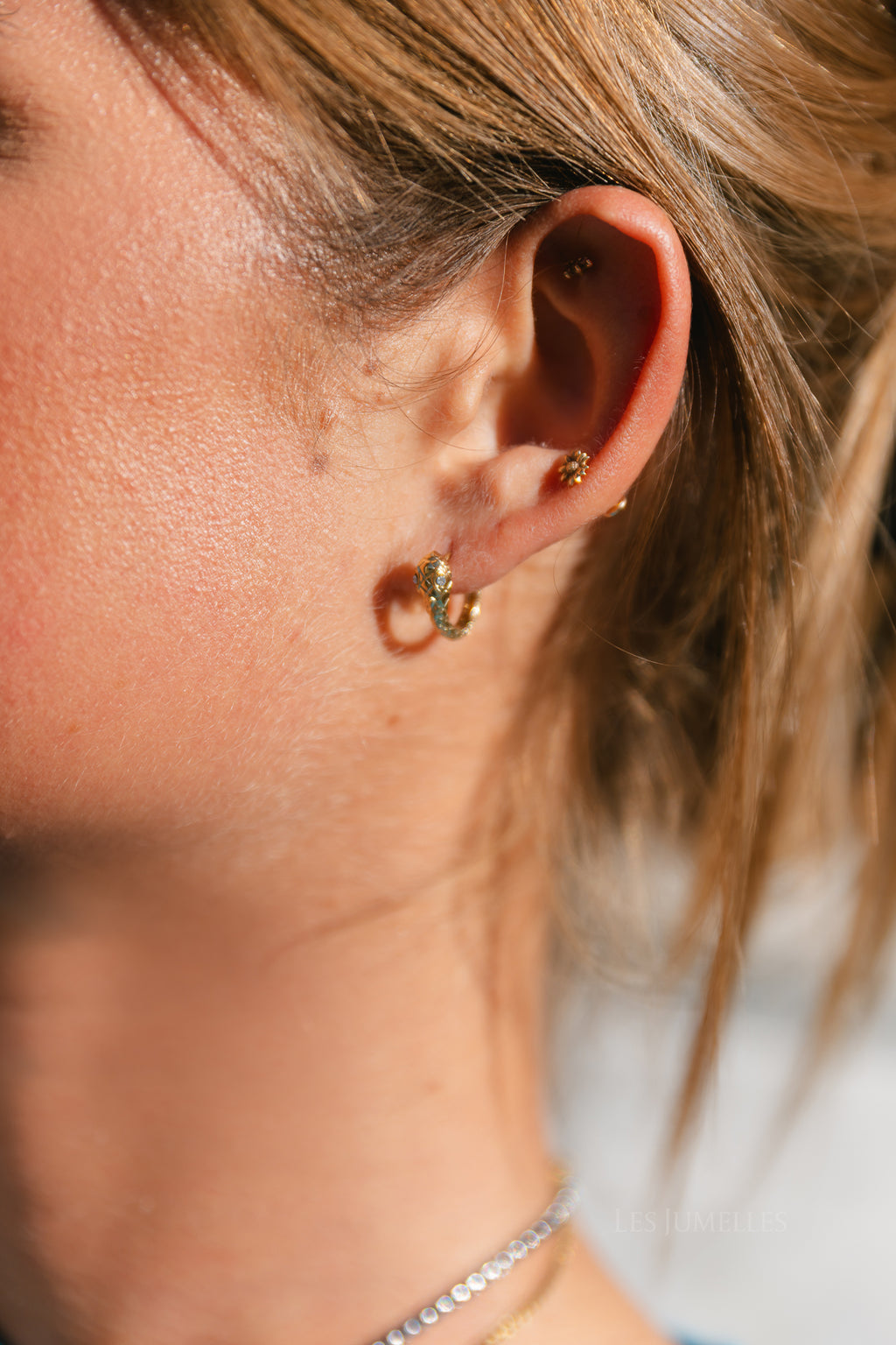 Stainless steel snake hoop earrings gold