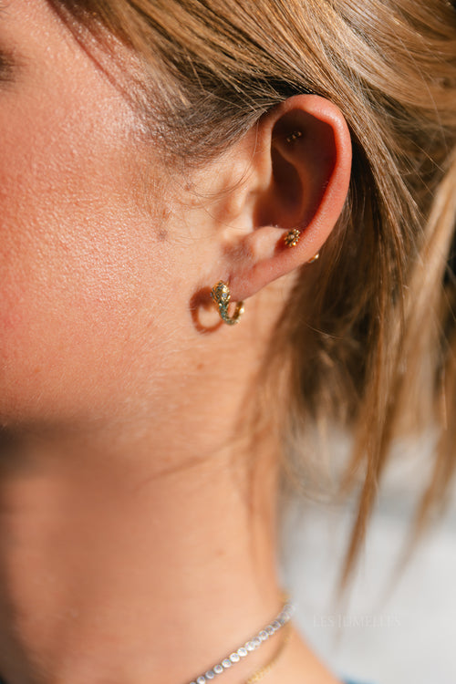 Stainless steel snake hoop earrings gold