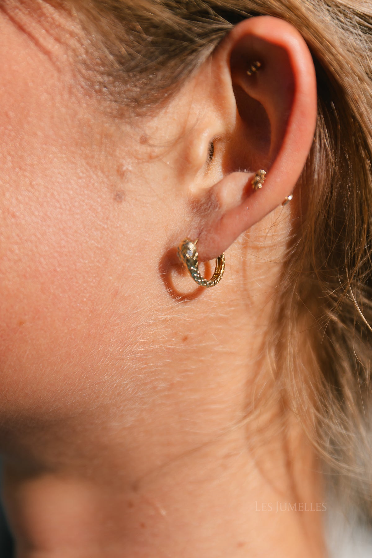 Stainless steel snake hoop earrings gold