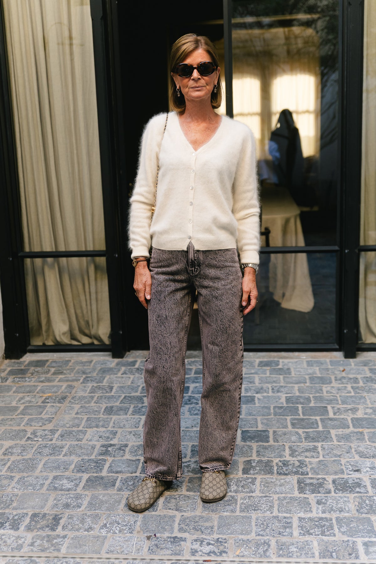Theodora denim trousers pink/grey acid wash