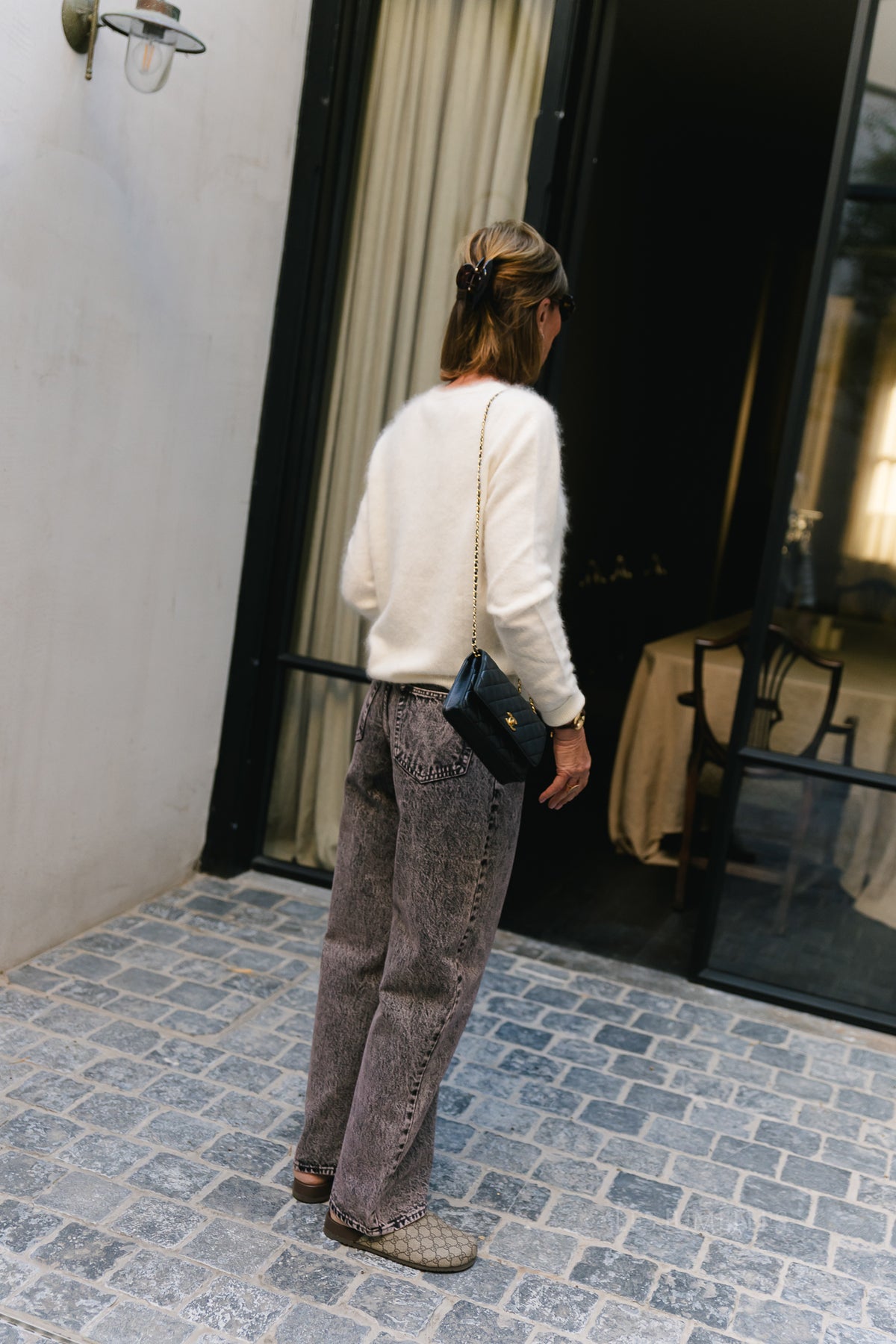 Theodora denim trousers pink/grey acid wash