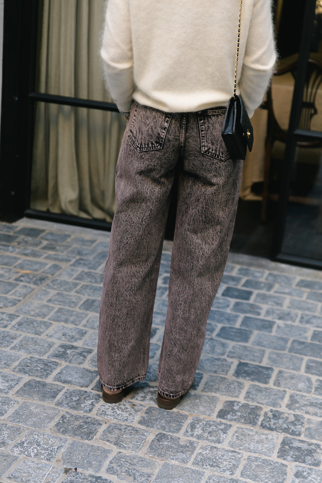Theodora denim trousers pink/grey acid wash