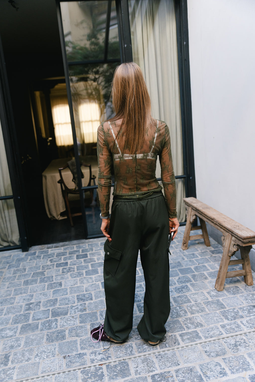 Jade longsleeve lace top khaki