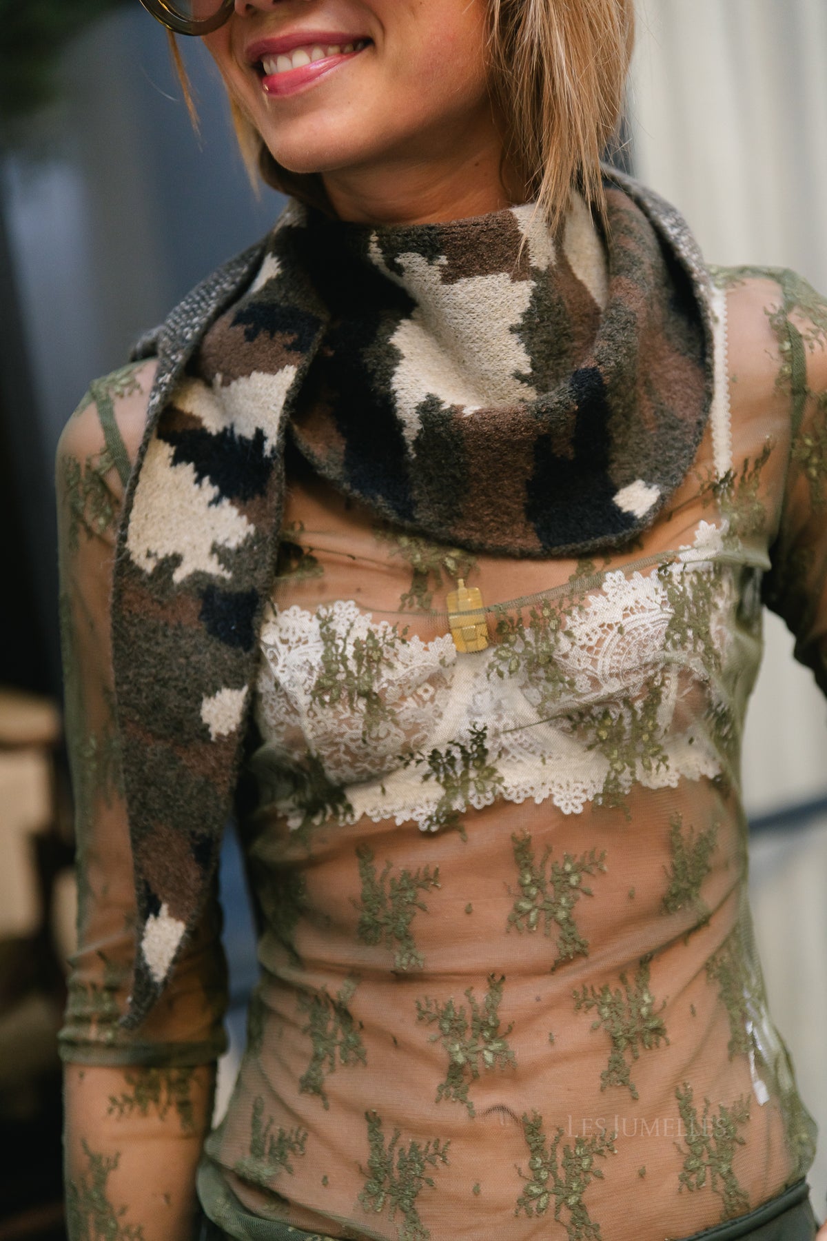 Yaelle triangle scarf camouflage print