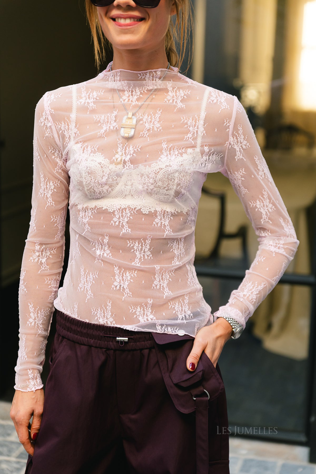 Jade longsleeve lace top pink