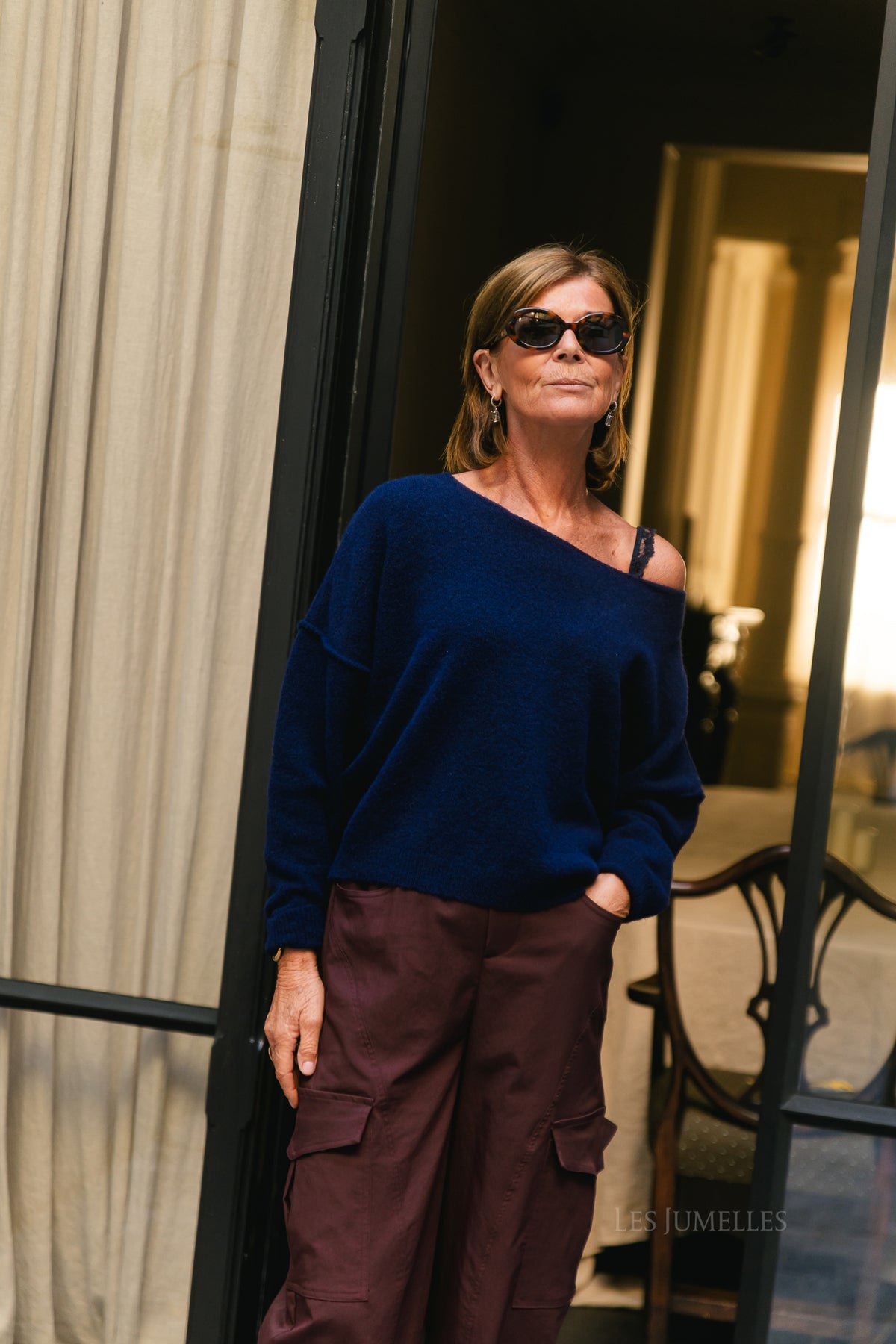 Nova off shoulder sweater navy