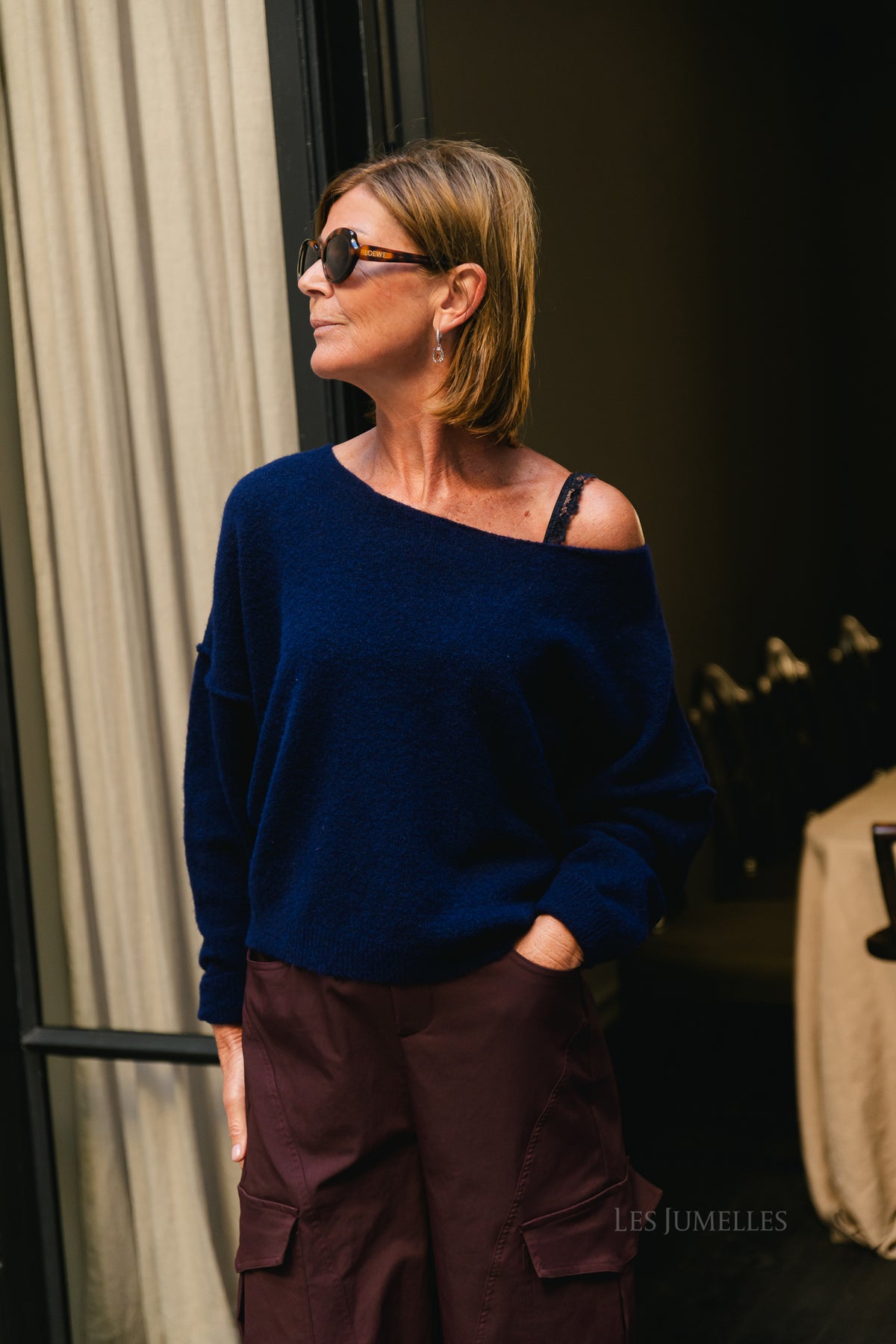 Nova off shoulder sweater navy
