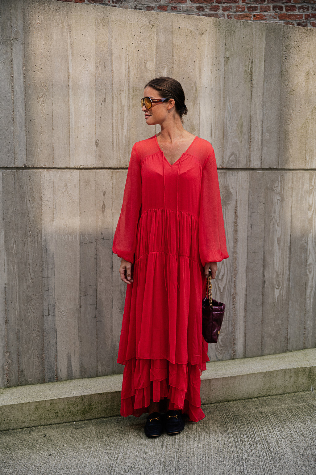 VIKale L/S Maxikleid Mohnrot