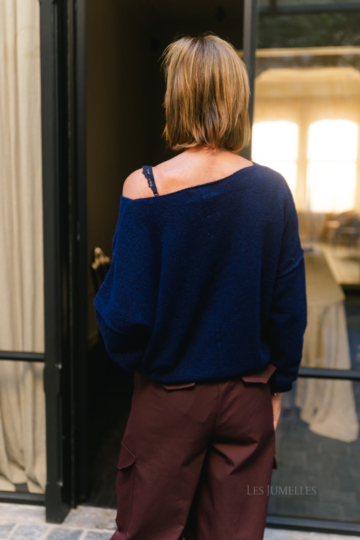 Nova off shoulder sweater navy