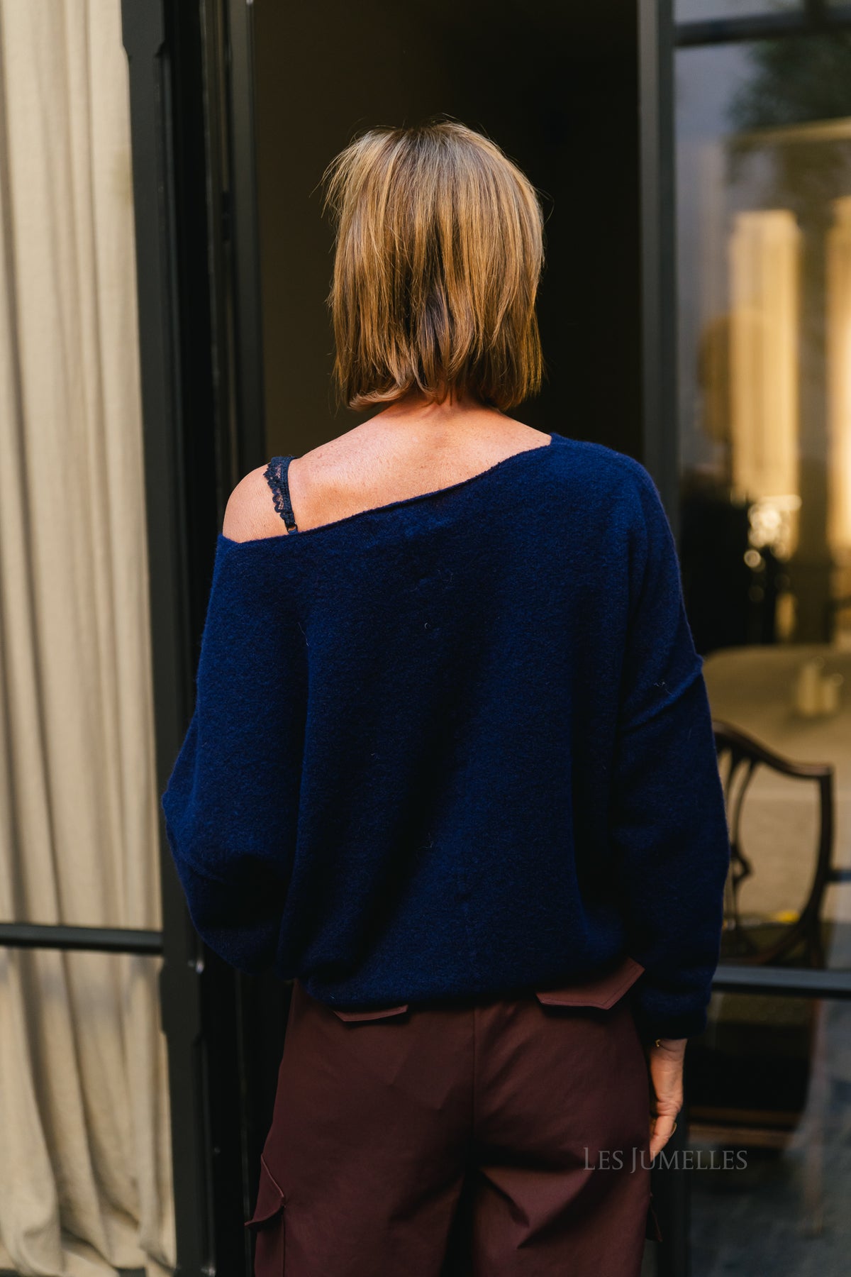 Nova off shoulder sweater navy